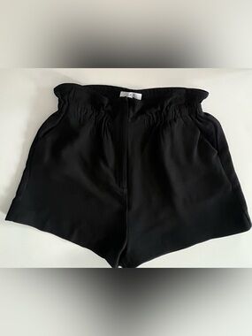 IRO Black High-Waist Paperbag Shorts Viscose Silk – EU 40 / US M